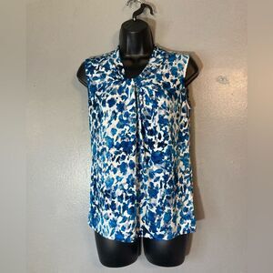 Calvin Klein blue front knot sleeveless blouse